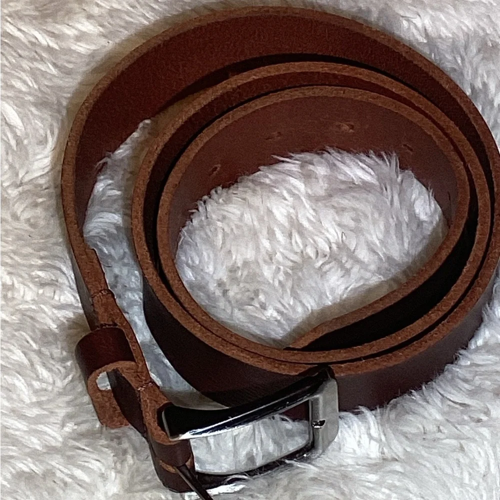 Nickel Smart brown leather belt size 36